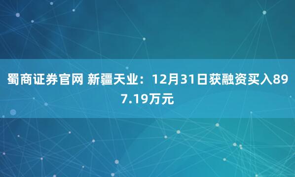 蜀商证券官网 新疆天业：12月31日获融资买入897.19万元